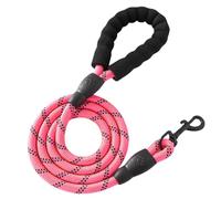 Dog Lead for Dogs, Non-Slip, Explosion-Proof Running Lead with Lockable Carabiner & Padded Hand Strap, Strong Training Lead for Small, Medium, Large Dogs, Pink, 1.5 m x 1.0 cm