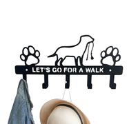 Dog Lead Holder - Key | Iron Material - 11 Inch with Five Hooks, 410 g, Black Multifunctional Shelf for Hanging Keys and Pet Accessories in the Entrance Area