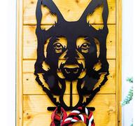 Dog Lead Hook Holder German Shepherd Pet Leash Coat Keys Hanger Accessories Collar Wall Storage Dog Lover Owner Gift Dog Portrait Home Ornament Decoration (Black Dog Lead Hook)