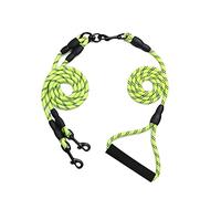 Dog lead，Retractable dog lead, Nylon Double Leashes Double Dog Luminous Detachable Lead Hand Training Leash Reflective Puppy Chain Pet Accessories Leashes (Color : Green Set, Size :)