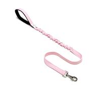 Dog Lead With Shock Absorbing Bungee Cord Training Walking Leash Soft Padded Handle (Baby Pink, 76" (1.9 Metres))