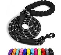 Dog Lead with Soft Padded Handle, 1.5m Reflective Dog Lead and Multi-Colour for Small Dogs, Highly Reflective Threads - Durable & Weather Resistant Climbers Rope for Dogs, Black