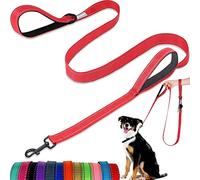 Dog Lead - With Two Padded Handles, Two Dog Leads Modes,Double-Sided Reflective Nylon Dog Leash for Training&Walking Perfect for Medium &Large Dogs Red