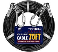 Dog Leads for Yard 20ft 25ft 30ft 35ft 40ft 45ft 50ft 55ft 65ft 100ft Tie Out Cable Runner Steel Tieout Heavy Duty Tether Chew Proof Long Pet Chains for Outside, Camping, Park (75ft-Black)