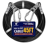Dog Leads for Yard 20ft 25ft 30ft 35ft 40ft 45ft 50ft 55ft 65ft 100ft Tie Out Cable Runner Steel Tieout Heavy Duty Tether Chew Proof Long Chains for Outside, Camping, Park (45ft-Black)