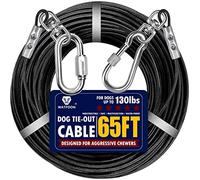 Dog Leads for Yard 20ft 25ft 30ft 35ft 40ft 45ft 50ft 55ft 65ft 100ft Tie Out Cable Runner Steel Tieout Heavy Duty Tether Chew Proof Long Chains for Outside, Camping, Park (65ft-Black)