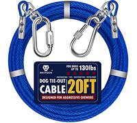 Dog Leads for Yard, 20ft Tie Out Runner Steel Wire Cable, Heavy Duty Pet Tether Chains for Dogs Up to 130 Lbs, Outside, Camping, Park (20ft-Blue)