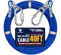 Dog Leads for Yard, 40ft Tie Out Runner Steel Wire Cable, Heavy Duty Pet Tether Chains for Dogs Up to 130 Lbs, Outside, Camping, Park (40ft-Blue)