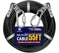 Dog Leads for Yard, 55ft Tie Out Runner Steel Wire Cable, Heavy Duty Pet Tether Chains for Dogs Up to 130 Lbs, Outside, Camping, Park (55ft-Black)
