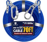 Dog Leads for Yard, 70ft Tie Out Runner Steel Wire Cable, Heavy Duty Pet Tether Chains for Dogs Up to 130 Lbs, Outside, Camping, Park (70ft-Blue)