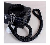 Dog Leash 1.2M 17 Colors Length Double Strand Rope Large Dog Leashes Metal Chain Buckle Color Pet Traction Rope Collar Set(Gray,XL)