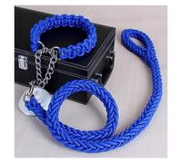 Dog Leash 1.2M 17 Colors Length Double Strand Rope Large Dog Leashes Metal Chain Buckle Color Pet Traction Rope Collar Set(Blue,L)