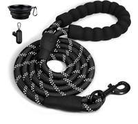 Dog Leash 4 FT Heavy Duty Pet Leashes with Comfortable Padded Handle, Highly Reflective Threads Leash for Medium Large Dogs, with Collapsible Pet Bowl and Garbage Bags (Black, 120x1.2 cm (2 pack))