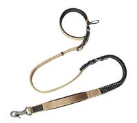 Dog Leash, 70.9 in, Heavy Duty Metal Hook, Khaki Color, for Large Breeds, Comfortable Padded Handle, Shock Absorbing Bungee