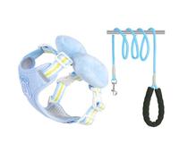 Dog leash bow vest style pet harness Shiba Inu Bichon Teddy dog chain(Blue,L)
