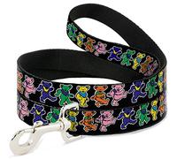Dog Leash Dancing Bears Black Multi Color 6 Feet Long 1.0 Inch Wide