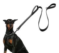 Dog Leash for Large Dogs, Traffic Padded 2 Handles for Extra Control, 6 FT Long with Reflective Stitch for Night Walking Black