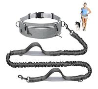 Dog Leash, Hands Free Waist Running Leash with Zipper, Pocket for Walking Dog, Reflective Double Padded Handles Bungee Retractable for Medium Large Dogs