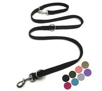 Dog Leash-Multifunctional Double Ended,for Obedience Training Or Distance Work Easy to Use,Lightweight,Soft&Durable Convertible Hands Free,Crossbody,Over Shoulder (Black, 2M*2.5CM)