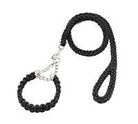Dog Leash Nylon Braided Dog Collar And Leash Set Traction Rope For Small Medium Large Dog Leash Bull Terrier Pet Leash(Black,25-35cm)