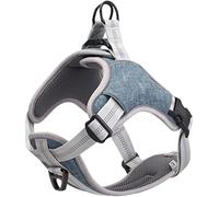 Dog Leash Nylon Dog Harness Ripstop Adjustable Reflective Vest Dog Collar Soft Material Small And Large Dogs Pet Leash(Blue,30-40cm)