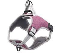 Dog Leash Nylon Dog Harness Ripstop Adjustable Reflective Vest Dog Collar Soft Material Small And Large Dogs Pet Leash(Pink,50-65cm)