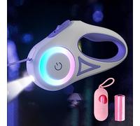 Dog Leash Retractable with Light, 5M/16 Ft Explosion-proof Extendable Dog Lead for Night Walking Running Jogging, Non-Slip Handle Strong Nylon Band Adjustable Dog Lead with Waste Dispenser Bags