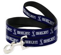 Dog Leash Shelby Box Logo and Super Snake Cobra Blue White 6 Feet Long 0.5 Inch Wide