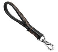 dog leash, Short Dog Leads Strong Leather Leash Traffic Lead For Large Dogs Training And Walking Heavy Brown(Black)