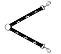 Dog Leash Splitter Airplane Silhouette Black White 1 Foot Long 1 Inch Wide