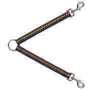 Dog Leash Splitter Checker Black Rainbow Multi Color 1 Foot Long 1 Inch Wide