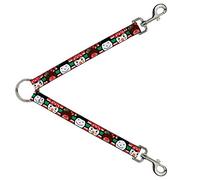 Dog Leash Splitter Christmas Penguin Reindeer Snowman Stripe Red White Black 1 Foot Long 1 Inch Wide