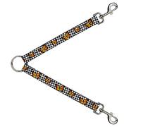 Dog Leash Splitter Monarch Butterfly Scattered Checker Black White 1 Foot Long 1 Inch Wide
