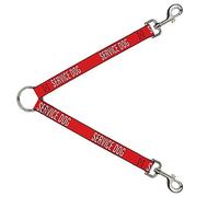 Dog Leash Splitter Service Dog Text Red Black White 1 Foot Long 1 Inch Wide