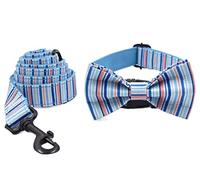 Dog Leash Stripe Polyester Pet Dog Collar Leash Set Pet Supplies No Pull Escape Proof Pet Collar Leash Set Pet Leash(23-30cm)
