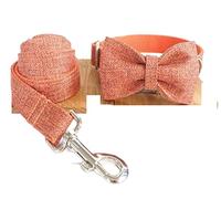 Dog Leash Suit Bow Tie Dog Collar Personalized Engraving Nylon Dog Collars For Girl Boy Dogs Adjustable Leash Pet Leash(23-30cm)
