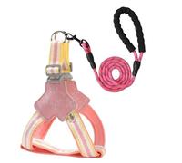 Dog leash vest style pet jacquard pattern harness night reflective dog leash(Pink,S)