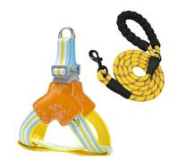 Dog leash vest style pet jacquard pattern harness night reflective dog leash(Yellow,L)