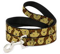 Dog Leash Winnie the Pooh Expressions Honeycomb Black Browns 6 Feet Long 1.5 Inch Wide