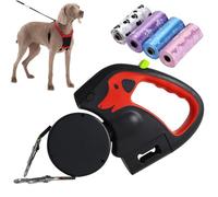 Dog Leash with Dual Handle, 9.8ft Long, LED Light and Poop Bag Dispenser, Tangle-Free Design for Training and Obedience