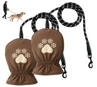 Dog leash with integrated insulated gloves, say goodbye to cold hands during winter dog walking, extremely warm and waterproof, suitable for winter outdoor training
