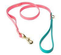 Dog leashes for small dogs or Dog leashes for medium dogs- Our double handle leash , biothane dog leash has poop bag holder . Teal & Pink dog leash makes Dog collar and leash set with our collars