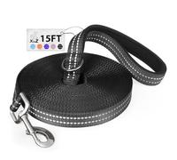 Dog Leashes Medium Dogs 15 Feet Reflective XiaZ Nylon Dog Training Leash for Large Dogs Heavy Duty Padded Handle D-Ring Swivel Lockable Hook Dog Lead Training Playing Camping Backyard Black 15FT