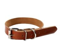 Dog Leather Collar Rolled - Adjustable Medium Large Pet Neck Band With Buckle, Soft Rounded Padded Strap, Anti Chafing Heavy Duty Training Hardware - Gift For Pets Lovers Friends Parents