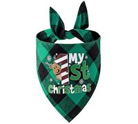 Dog Leather Collar With Name Christmas Dog Bandana, Classic Triangle, Christmas Print, Chequered, Christmas, Pet Scarf, Bib, Bandana, Pet, Holiday Accessories, (B, One Size)