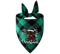 Dog Leather Collar With Name Christmas Dog Bandana Classic Triangle Christmas Print Plaid Christmas Pet Scarf Bib Bandana Pet Holiday Accessories (C, One Size)