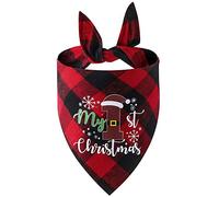 Dog Leather Collar With Name Christmas Dog Bandana Classic Triangle Christmas Print Plaid Christmas Pet Scarf Bib Bandana Pet Holiday Accessories (D, One Size)