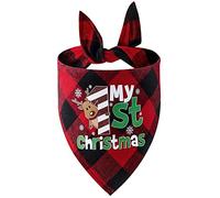 Dog Leather Collar With Name Christmas Dog Bandana Classic Triangle Christmas Print Plaid Christmas Pet Scarf Bib Bandana Pet Holiday Accessories (A, One Size)