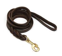 Dog Leather Leash Pet Training Lead Rope Walking Training Metal Clasp Brown 3m