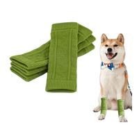 Dog Leg Warmers,4 Pcs Winter Warm Solid Dogs Elbow Sleeves,Knitted Leg Hock Protectors Socks for Kitten Puppy Cats Small Medium Large Dogs (Green, S)